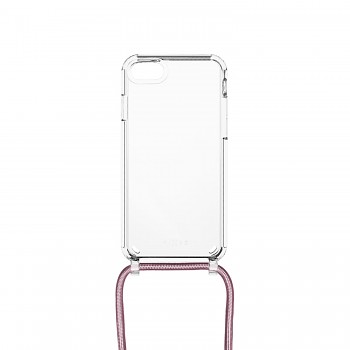 Pouzdro FIXED Pure Neck s růžovou šňůrkou na krk pro Apple iPhone 7/8/SE (2020/2022)