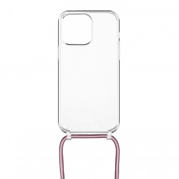 Pouzdro FIXED Pure Neck s růžovou šňůrkou na krk pro Apple iPhone 13 Pro