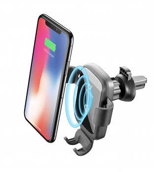 Univerzální držák do ventilace s funkcí bezdrátového nabíjení Cellularline Handy Wing Pro, černý