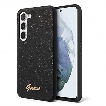 Guess PC/TPU Glitter Flakes Metal Logo Zadní Kryt pro Samsung Galaxy S23+ Black