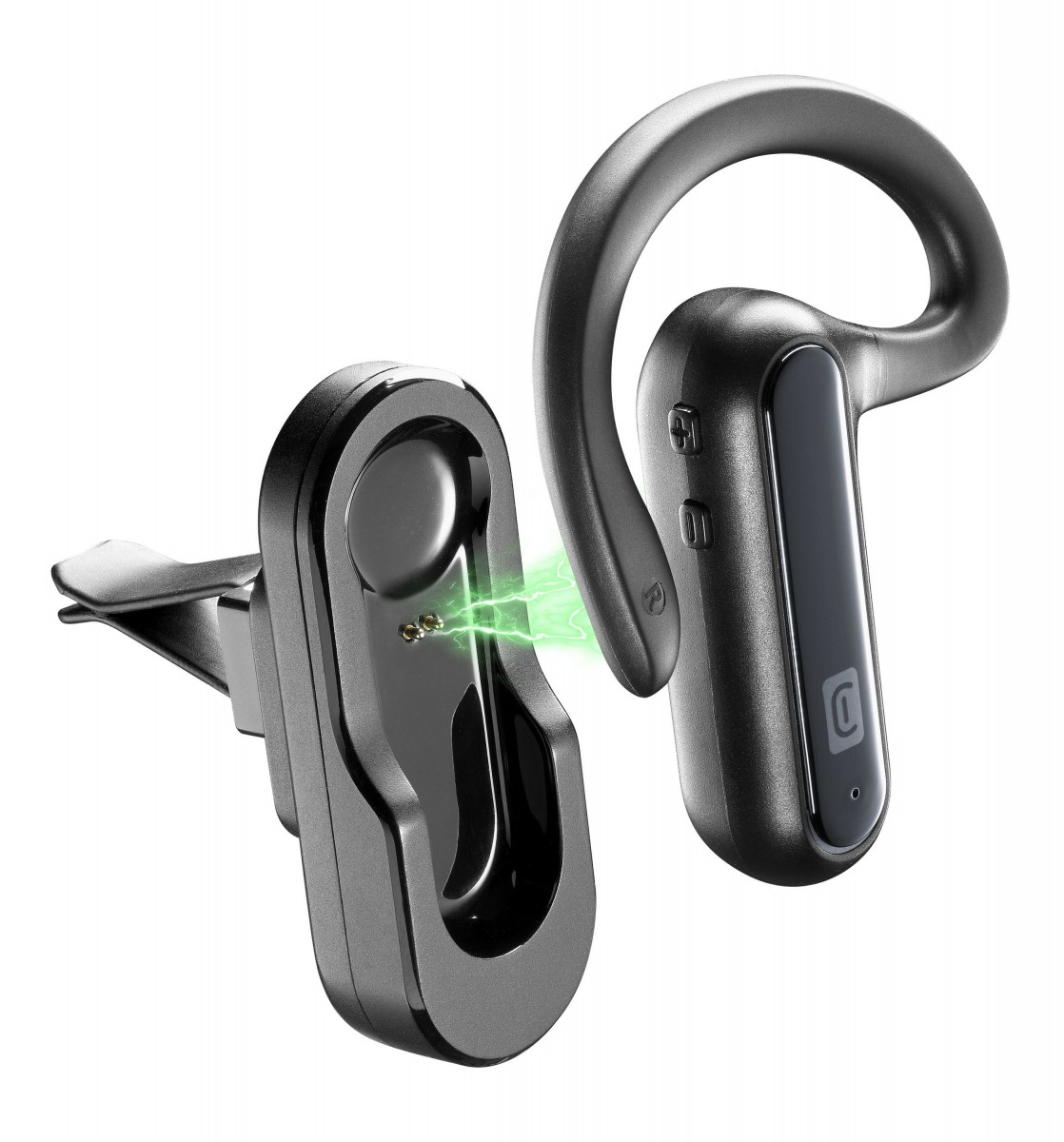 Levně Bluetooth headset Cellularline CAR FLAT včetně nabíjecí základny do auta, černý