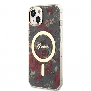Zadní kryt Guess PC-TPU Flowers IML MagSafe Kompatibilní na iPhone 13 Kaki