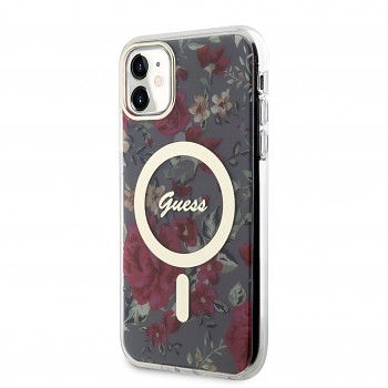 Zadní kryt Guess PC - TPU Flowers IML MagSafe Kompatibilní na iPhone 11 Kaki