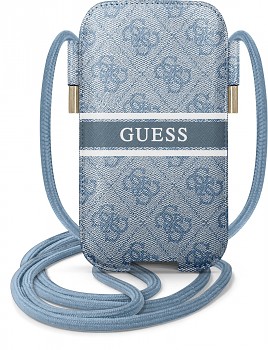 Kabelka na mobil Guess PU 4G Printed Stripe Pouch S/M modrá