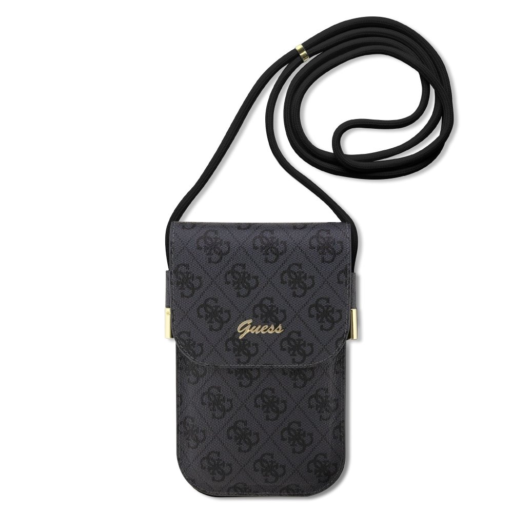 Levně Kabelka na mobil Guess PU 4G Metal Logo Script černá