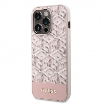 Zadní kryt Guess PU G Cube MagSafe Kompatibilní na iPhone 13 Pro Max růžový