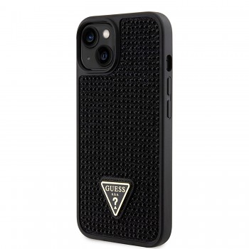 Zadní kryt Guess Rhinestones Triangle Metal Logo na iPhone 14 černý