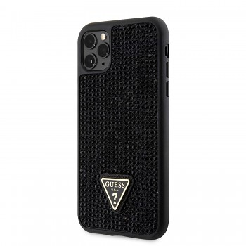 Zadní kryt Guess Rhinestones Triangle Metal Logo na iPhone 11 Pro černý