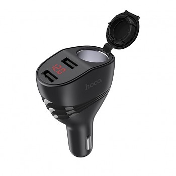 Adaptér do auta HOCO Z34 Thunder Power 2 x USB 3,1A LCD + CL Black