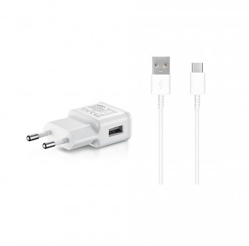 Cestovní nabíječka Samsung EP-TA200EWE + EP-DR140AWE 15W + kabel USB-C bílá (OOB Bulk)