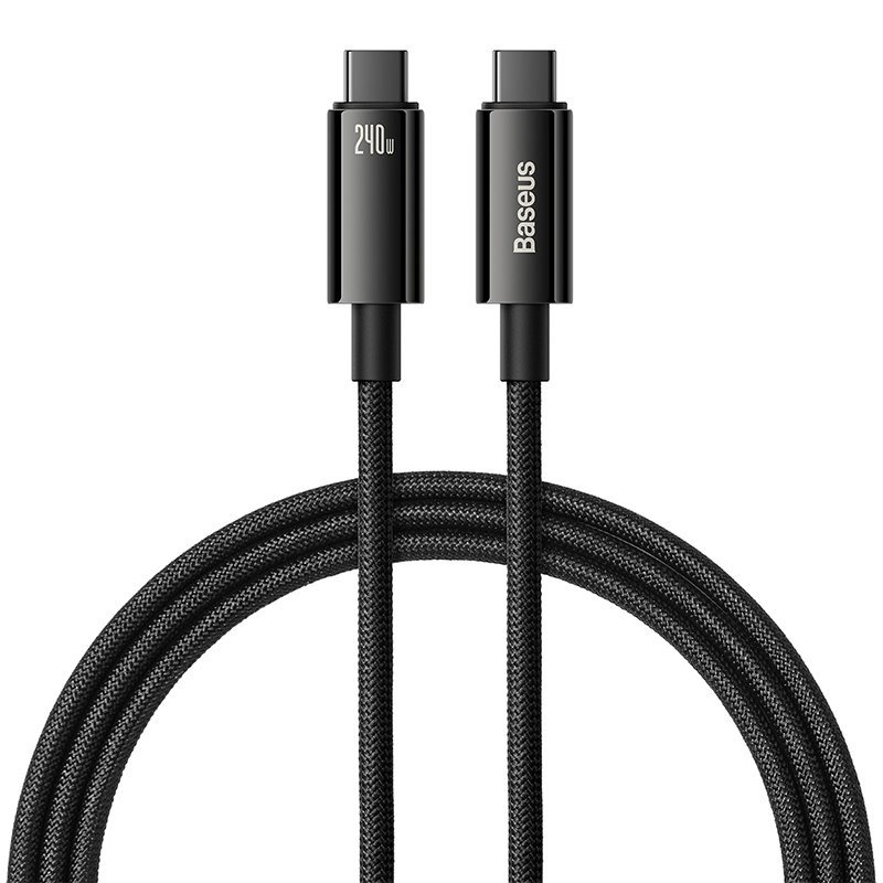 Levně Datový kabel Baseus CAWJ040101 Tungsten Gold Fast Charging USB-C - USB-C 240W 2m Black