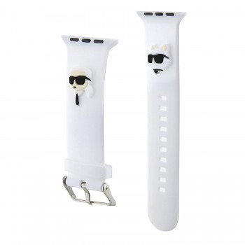 Řemínek Karl Lagerfeld Karl and Choupette Head NFT pro Apple Watch 42-44 bílý