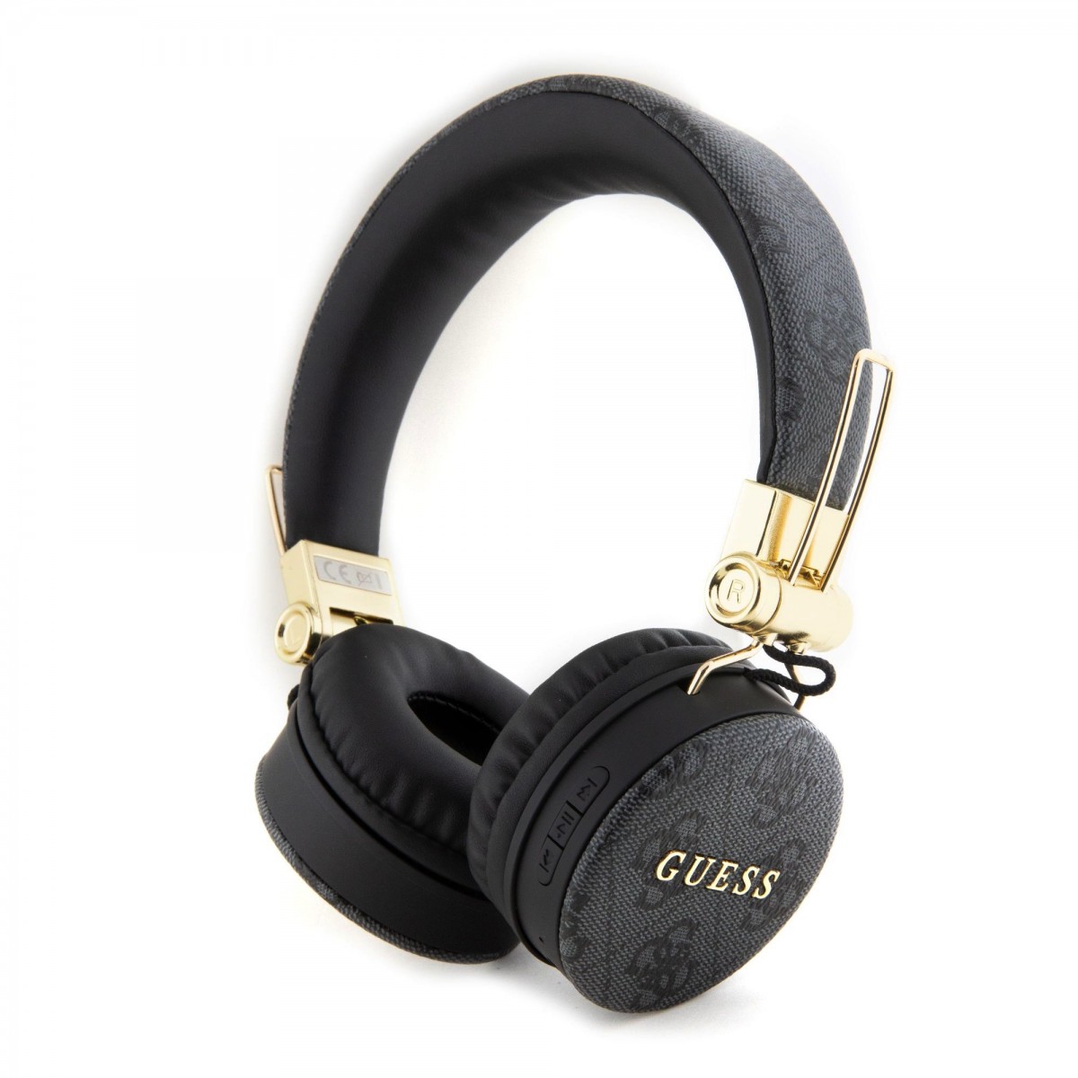 Levně Bezdrátová sluchátka Guess PU 4G Metal Logo Bluetooth Stereo černá