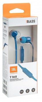 Sluchátka JBL T160 In-Ear Headset 3,5mm modrá