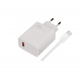 Cestovní rychlonabíječka Xiaomi MDY-11-EZ USB-A vč.USB-C kabelu bílá (Bulk) 33W 