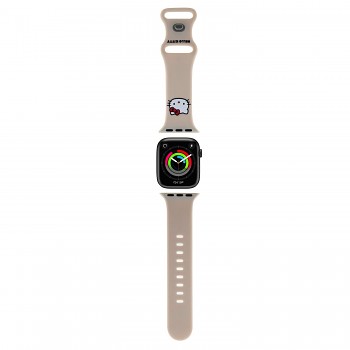 Řemínek Hello Kitty Liquid Silicone Kitty Head Logo pro Apple Watch 38-40mm Beige