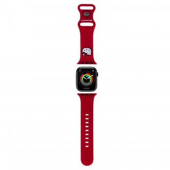 Řemínek Hello Kitty Liquid Silicone Kitty Head Logo pro Apple Watch 38-40mm červený