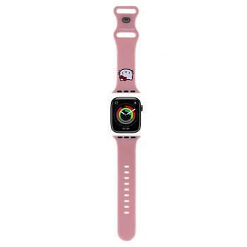 Řemínek Hello Kitty Liquid Silicone Kitty Head Logo pro Apple Watch 38-40mm růžový
