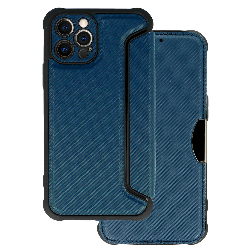 Levně Pouzdro Razor Carbon Book pro Iphone 12 Pro navy