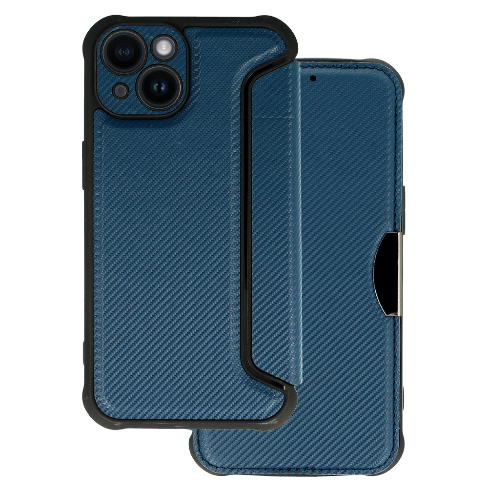 Levně Pouzdro Razor Carbon Book pro Iphone 14 navy