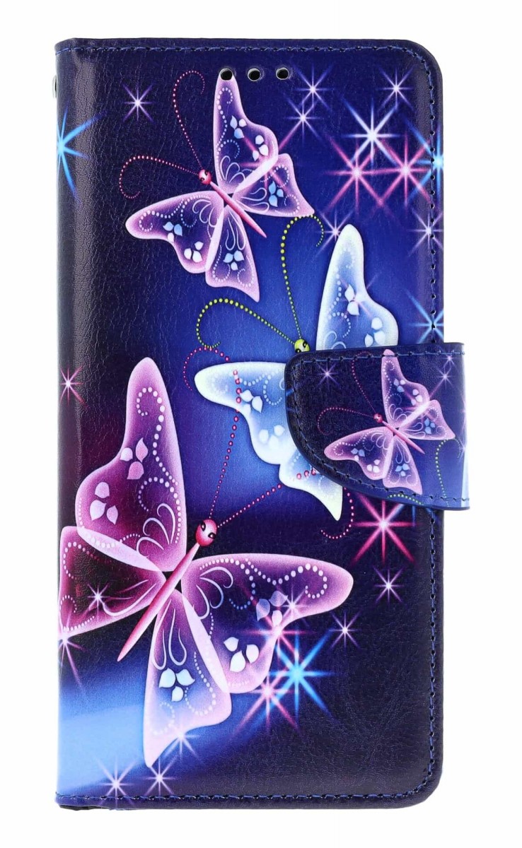 Levně Pouzdro TopQ Motorola Moto G86 5G knížkové Modré s motýlky 170017 (obal neboli kryt na mobil Motorola Moto G86 5G)
