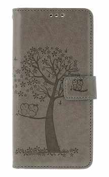 Knížkové pouzdro na Xiaomi Redmi Note 14 Šedý strom sovičky