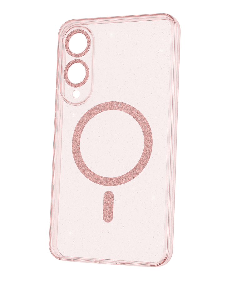 Levně Zadní kryt Glitter Magsafe pro Samsung Galaxy S25 Edge pink clear