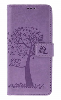 Knížkové pouzdro na Xiaomi Redmi Note 14 Světle fialový strom sovičky