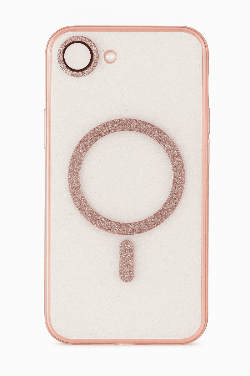 Levně Zadní kryt Glitter Magsafe pro iPhone 16e pink clear