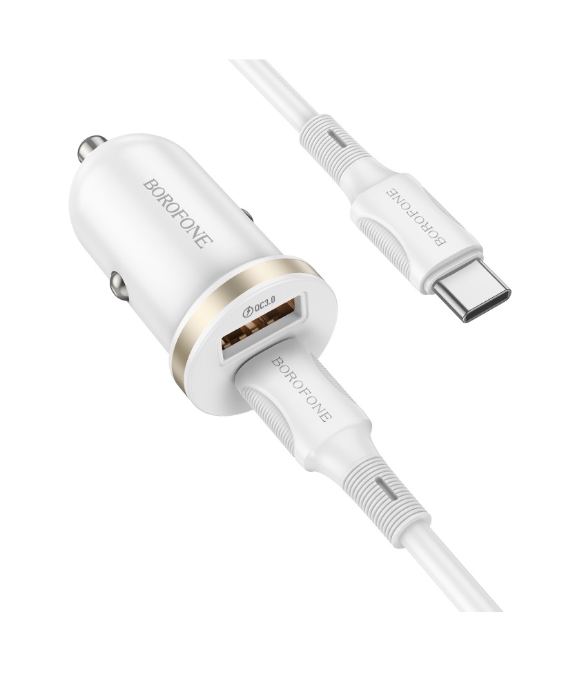 Rychlonabíječka do auta Borofone BZ22 30W včetně USB-C datového kabelu bílá