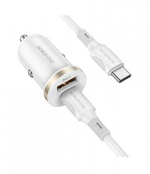 Rychlonabíječka do auta Borofone BZ22 30W včetně USB-C datového kabelu bílá