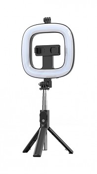 Bluetooth selfie tyč Ring Light P20D s LED osvětlením černá