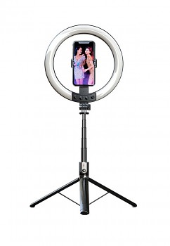 Bluetooth selfie tyč Ring Light P100-RGB s LED osvětlením černá