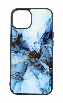 Zadní pevný kryt Marble na iPhone 14 Smoky Blue