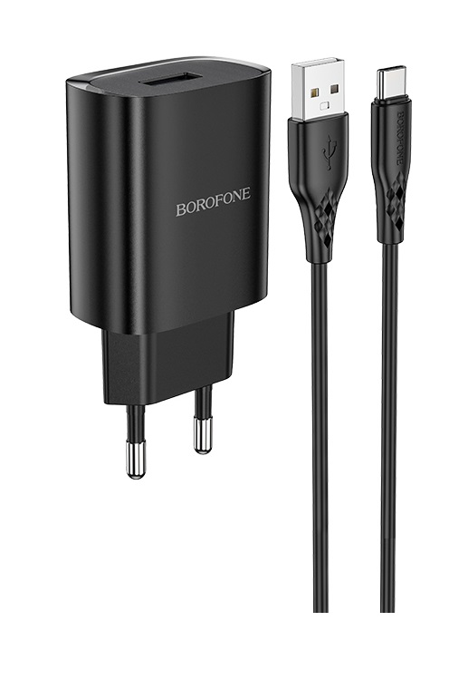 Levně Nabíječka Borofone BN1 Innovative včetně USB-C datového kabelu 2.1A černá 110480
