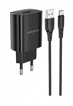 Nabíječka Borofone BN1 Innovative vč. USB-C datového kabelu 2.1A černá