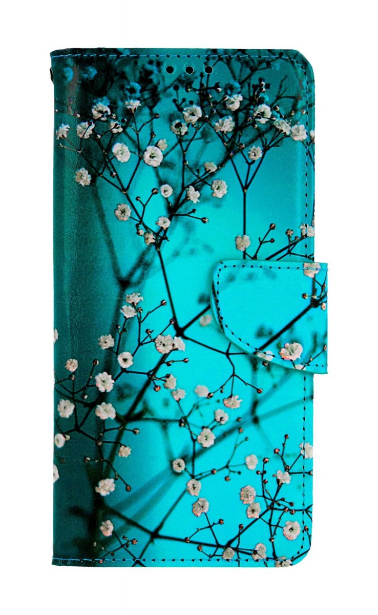 Kryt TopQ Xiaomi Redmi Note 9 knížkový Modrý s květy 50603 (pouzdro neboli obal na mobil Xiaomi Redmi Note 9)