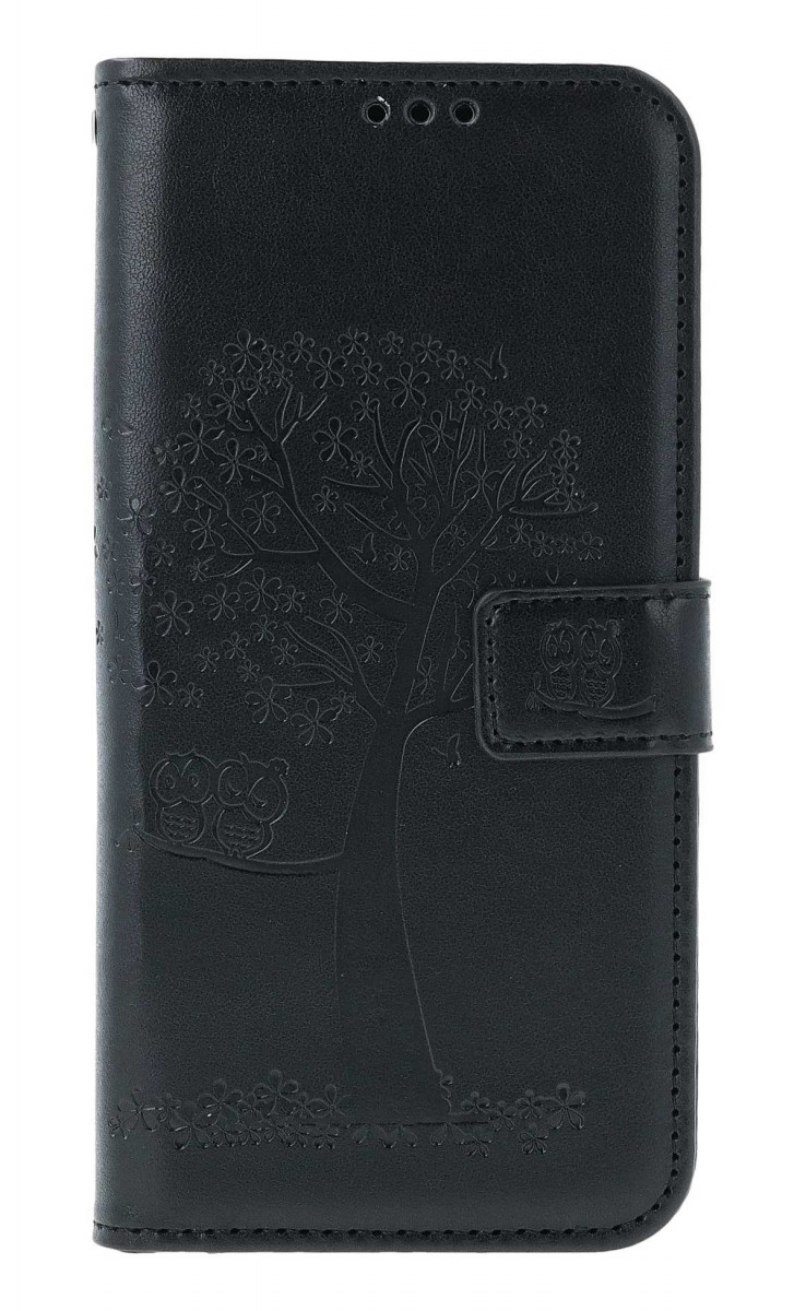 Levně Pouzdro TopQ Samsung A15 knížkové Černý strom sovičky 130610 (obal neboli kryt na mobil Samsung A15)