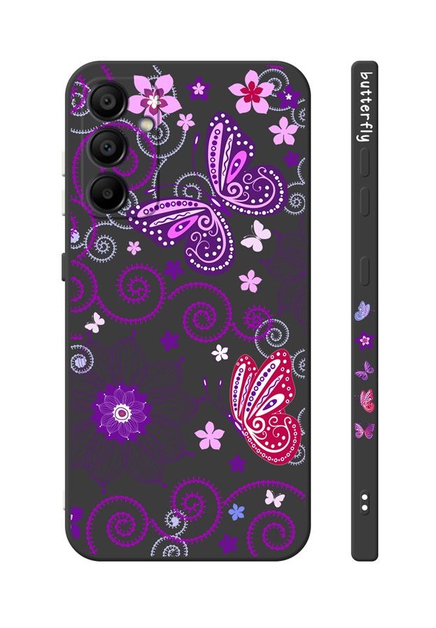 Zadní kryt Design na Samsung A55 Fialoví motýlci černý