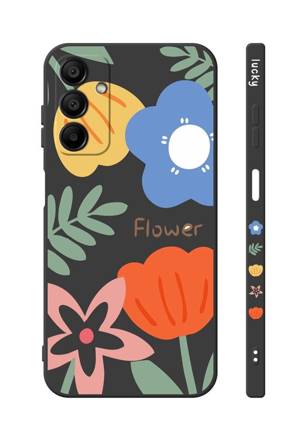 Zadní kryt Design na Samsung A15 Malované květy černý