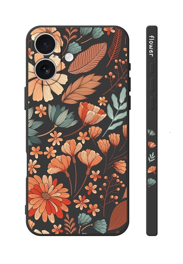 Zadní kryt Design na iPhone 16 Luční kvítí černý