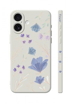 Zadní kryt Design na iPhone 16 Modré kvítky