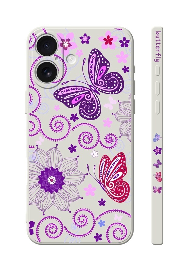 Levně Kryt TopQ Design iPhone 16 Fialoví motýlci 130738 (pouzdro neboli obal na mobil iPhone 16)