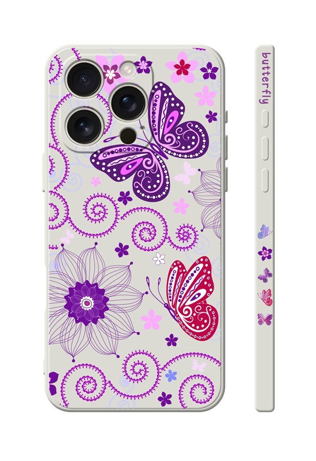 Levně Kryt TopQ Design iPhone 16 Pro Fialoví motýlci 130748 (pouzdro neboli obal na mobil iPhone 16 Pro)