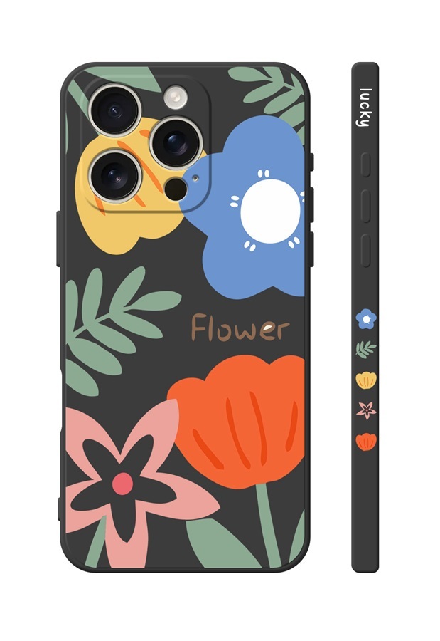 Levně Kryt TopQ Design iPhone 16 Pro Max Malované květy černý 130794 (pouzdro neboli obal na mobil iPhone 16 Pro Max)