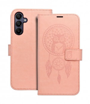 Knížkové pouzdro Mezzo na Samsung A15 Lapač se sovičkou meruňkové