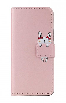 Knížkové pouzdro na Xiaomi Redmi 13C růžové s králíčkem