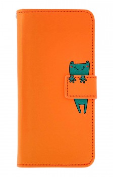 Knížkové pouzdro na Xiaomi Redmi 13C oranžové s žabkou