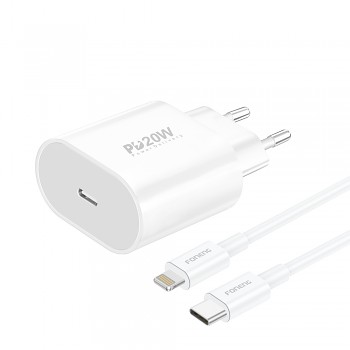 Rychlonabíječka Foneng EU39 - Type C - 3A s kabelem Type C na Lightning 20W bílá ROZBALENO