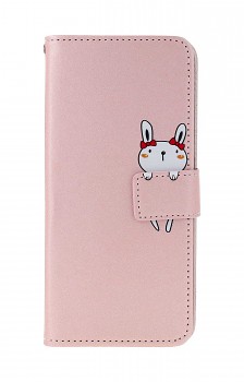 Knížkové pouzdro na Xiaomi Redmi Note 13 růžové s králíčkem